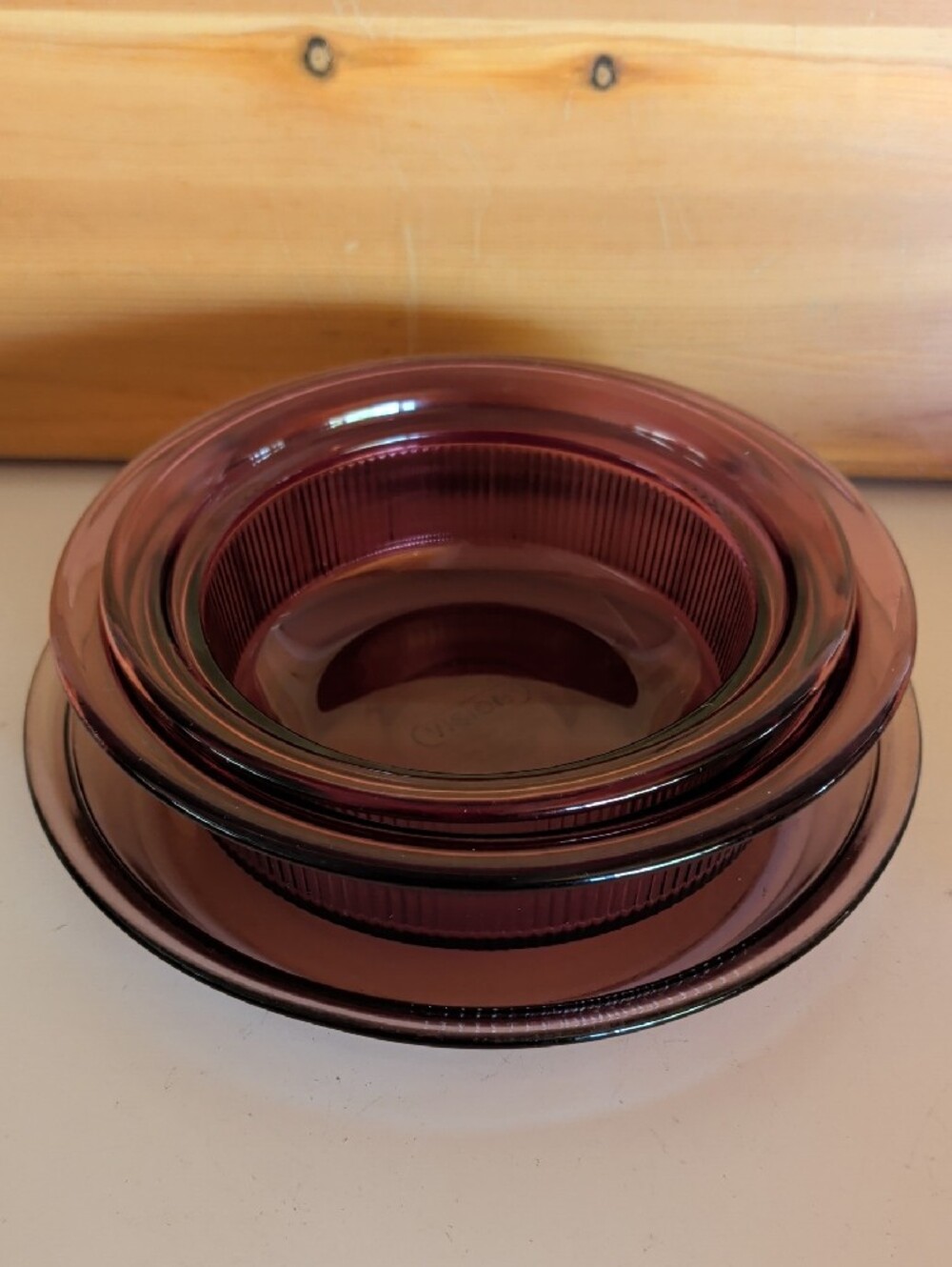 3 pcs. Vision/ Pyrex Corningware Cranberry Casserole Dish & Pie Dish.🌟 - Picture 13 of 13